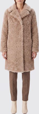 Herno Knee-Length Single-Breasted Faux Fur Coat with Lapel Collar