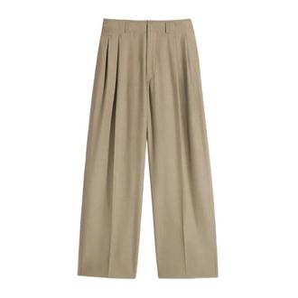 Christophe Lemaire Wide Trousers, male, Brown, Size: L Pleated Tailored Pants