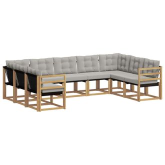 vidaXL Conjunto De Sof&aacute;s De Exterior 9 Pcs Blanco Y Gris Claro Vidaxl