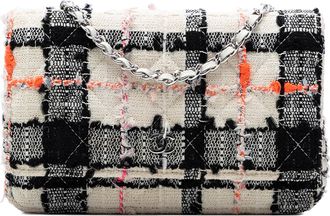 Chanel Pre-owned Womens Cc Quilted Tweed Wallet On Chain - White Textile - One Size