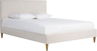 Miliboo Cama De 2 Plazas 160 X 200 Cm De Tela Beige Sidonie