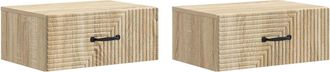vidaXL Mesita De Noche De Pared 2 Uds. Roble Sonoma 49 X 34,5 X 20 Cm Vidaxl