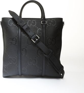 Gucci Black Gg Leather Tote Bag (Pre-Owned)