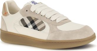 Burberry Mens Terrace Leather And Check Sneakers Dvbeige-Gry-Sndipchk Dvbeige/gry/sndipchk
