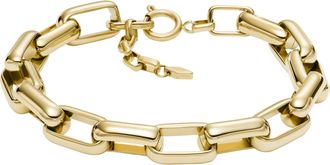 Fossil Womens Archival Core Essentials Gold-Tone Brass Chain Bracelet
