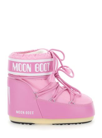 Moon Boot Pink Logo Boots