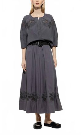 Luisa Cerano Embroidered Blouse In Charcoal