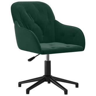 vidaXL Vidaxl - Silla De Oficina Giratoria De Terciopelo Verde Oscuro