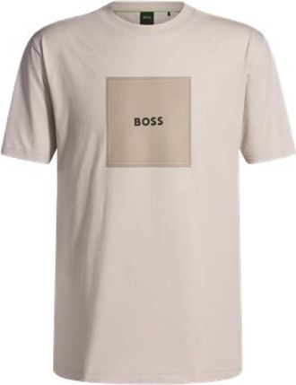 HUGO BOSS Mens Boss Logo Artwork T-Shirt in Beige