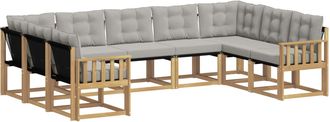 vidaXL Conjunto De Sof&aacute;s De Exterior 9 Uds. Blanco Y Gris Claro Vidaxl