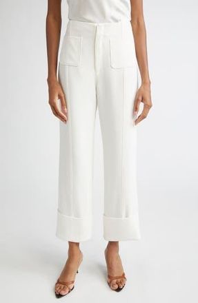 Cinq &agrave; Sept Pamela Cuff Straight Leg Pants in Ivory at Nordstrom Rack, Size 10