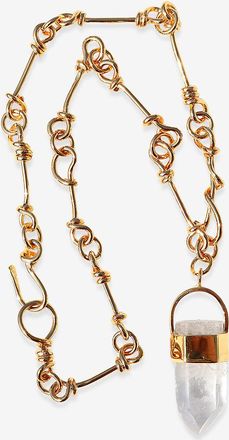 Tohum Design Goldene lange Halskette mit Bergkristall Nomad Chain
