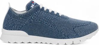 Kiton Stijlvolle leren sneakers met antislipzool - Heren - Sneakers - Blauw - 40 EU - Katoen - Schoenen