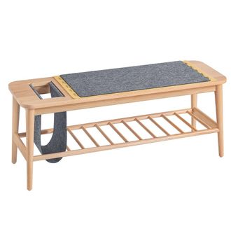 SoBuy Banco Zapatero De Entrada Banco De Almacenamiento Con 1 Estante Abierto Y 1 Bolsillo Lateral Color Madera 110 X 37 X 44 Cm Hfsr02-n Sobuy Es