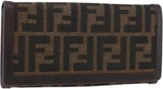 Fendi Pre-owned Zucca Canvas Long Wallet - Dames - Vintage Accessoires - Bruin - ONE Size - Leer - Vintage