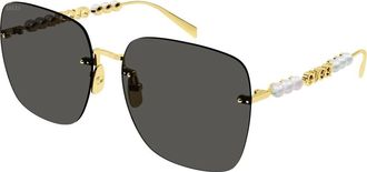 Gucci Pearl Zonnebril - Dames - Zonnebrillen - Geel - 63 MM - Nylon - Accessoires