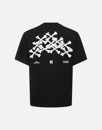 Amiri Mens Amiri Hollywood Bones Stacked Logo T-Shirt in Black - Size: 40