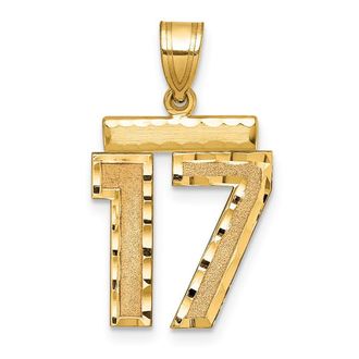 Diamond2Deal 14k Yellow Gold Medium Diamond-cut Number Charm Pendant