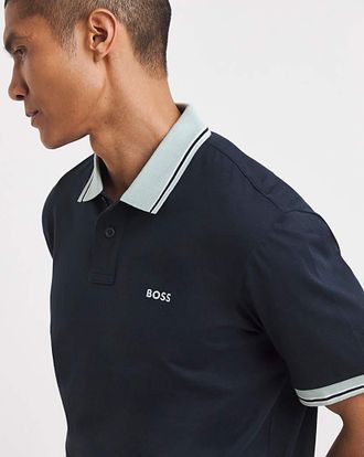 HUGO BOSS Tipped Polo - Navy