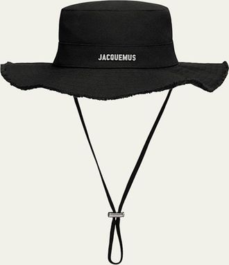 Jacquemus Mens The Artichaut Cotton Silver-Logo Bucket Hat