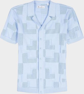 Robert Graham Men & apos;s Drayford Geometric Cotton Knit Short-Sleeve Sweater