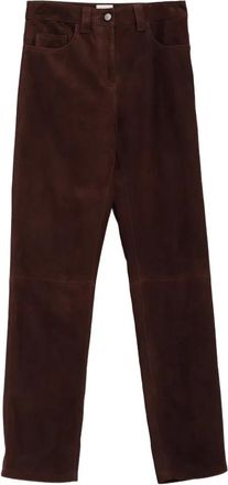 Khaite Straight su&egrave;de broek - Bruin
