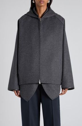 Bottega Veneta Double Face Wool Hooded Jacket in 1307 Charcoal Melange at Nordstrom, Size 6 Us