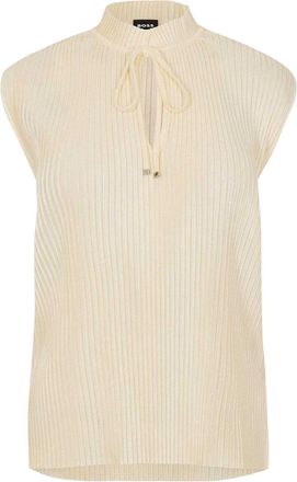 HUGO BOSS Dames/Dames Emalla Geribd Mouwloos Vest Top (Wit)