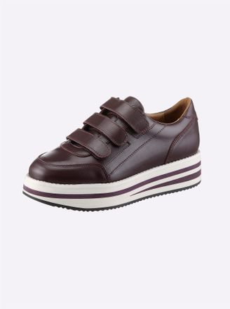 Heine Sneaker HEINE, Damen, Gr. 37, weiss (bordeaux, wei&szlig;), Glattleder, Leder, Rindsleder, Schuhe Sneaker
