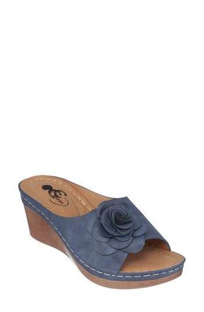 Good Choice Shoes Tokyo Floral Wedge Sandal in Navy at Nordstrom Rack, Size 6.5