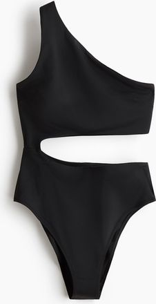 H&M One-Shoulder-Badeanzug mit wattierten Cups - Schwarz