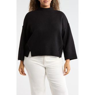 Max Studio Exposed Seam Mock Neck Sweater in Black at Nordstrom Rack, Size 1 X