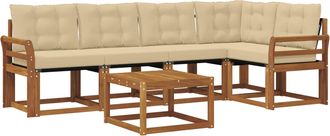 vidaXL Conjunto De Sof&aacute;s De Exterior 6 Uds. Natural Y Beige Vidaxl