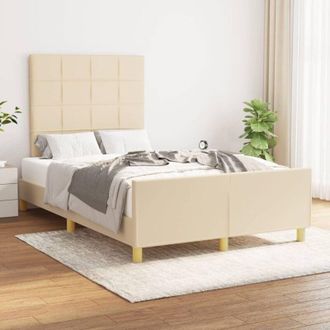 vidaXL Estructura De Cama Sin Colch&oacute;n Tela Crema 120x190 Cm Vidaxl