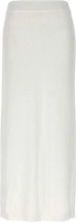 Brunello Cucinelli White Ribbed Maxi Skirt, Size X-Small