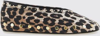 Ganni Ballerine Jenny in cotone con stampa animalier e borchie
