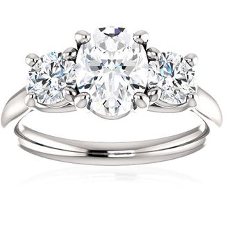 Pompeii3 1 3/4 Ct Moissanite & Lab Grown Diamond 3 Stone Engagement Ring 10k White Gold