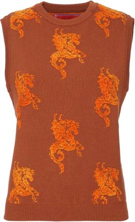 La DoubleJ Gryphos Gilet - Dames - Ronde hals truien - Bruin - M - Truien & Vesten