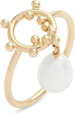 Poppy Finch Bubble Cultured Pearl Ring in Pearl/14K Yellow Gold at Nordstrom, Size 5