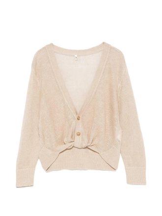 R13 3/4 Sleeve Twisted Front Cardigan