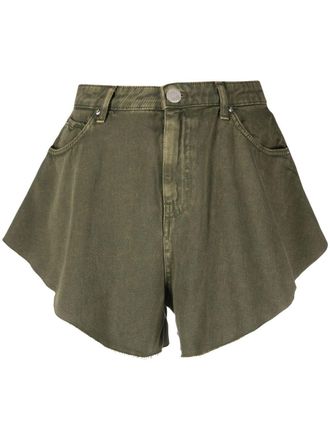 Pinko Shorts Bull con lavaggio acido e orli a taglio vivo - Verde
