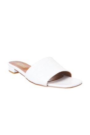 PARIS TEXAS Womens Moc Croco Square Toe Flats In White