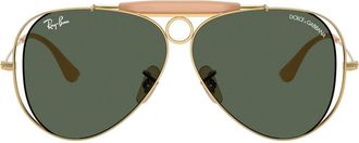 Ray-Ban Shooter 58mm Pilot Sunglasses in Arista /Dark Green at Nordstrom