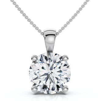 Pompeii3 Certified 2.30Ct Diamond Solitaire Pendant 14k Gold 18 Necklace Lab Grown
