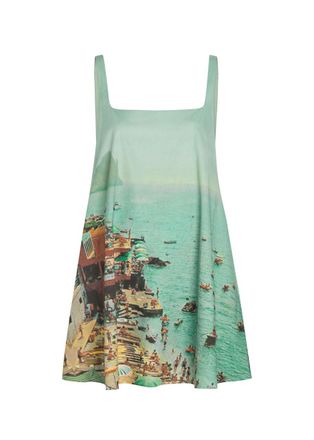 Staud Brio Printed Stretch-cotton Mini Dress - Blue - XL (UK16 / XL)