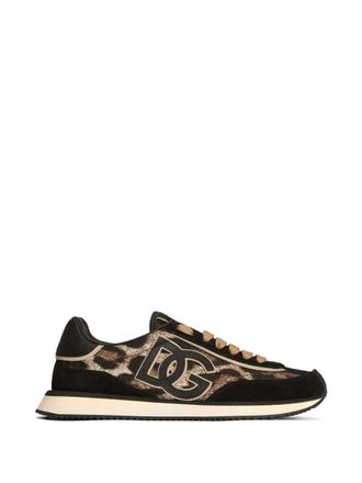 Dolce & Gabbana gewatteerde Dg-sneakers van stof met luipaardprint