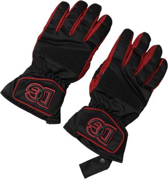 Dolce & Gabbana Black Red Nylon Wrist Length Mitten Mens Gloves