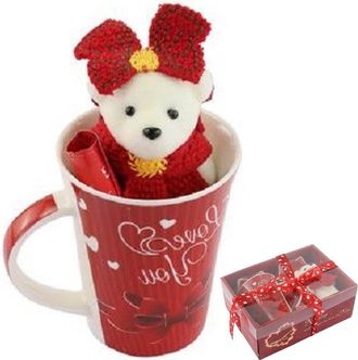 Trade Shop Trade Shop - Tazza Con Peluche Orsetta Bianca In Confezione Regalo Per San Valentino 63299