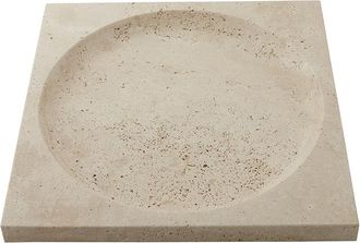 AYTM Grosses Design Tablett Regina aus Travertin, 30 x 30 cm