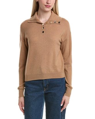 Bruno Magli Half Button Placket Wool & Cashmere-Blend Pullover